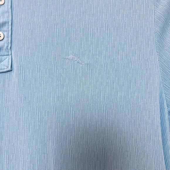 Tommy Bahama Size XL Blue Textured Polo Shirt Modal Poly Blend Short Sleeve - Picture 5 of 10